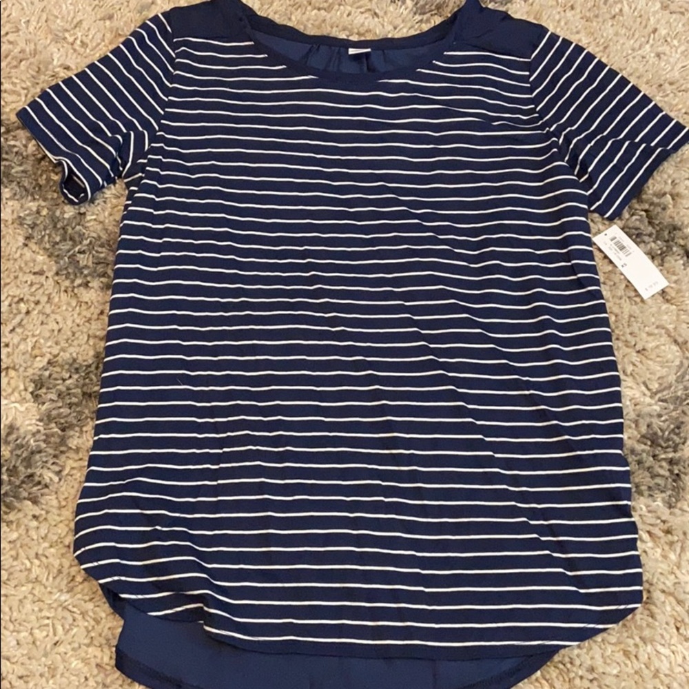 🤎NWT old navy blue stripped shirt blouse top Xs